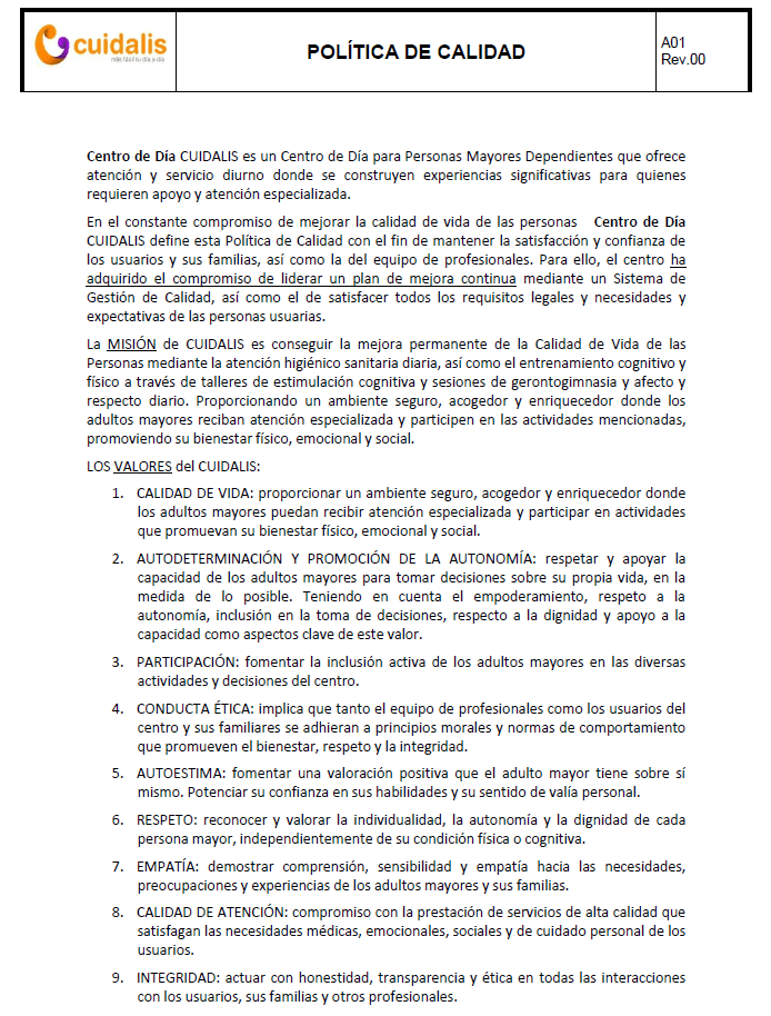 Nuestra política de calidad